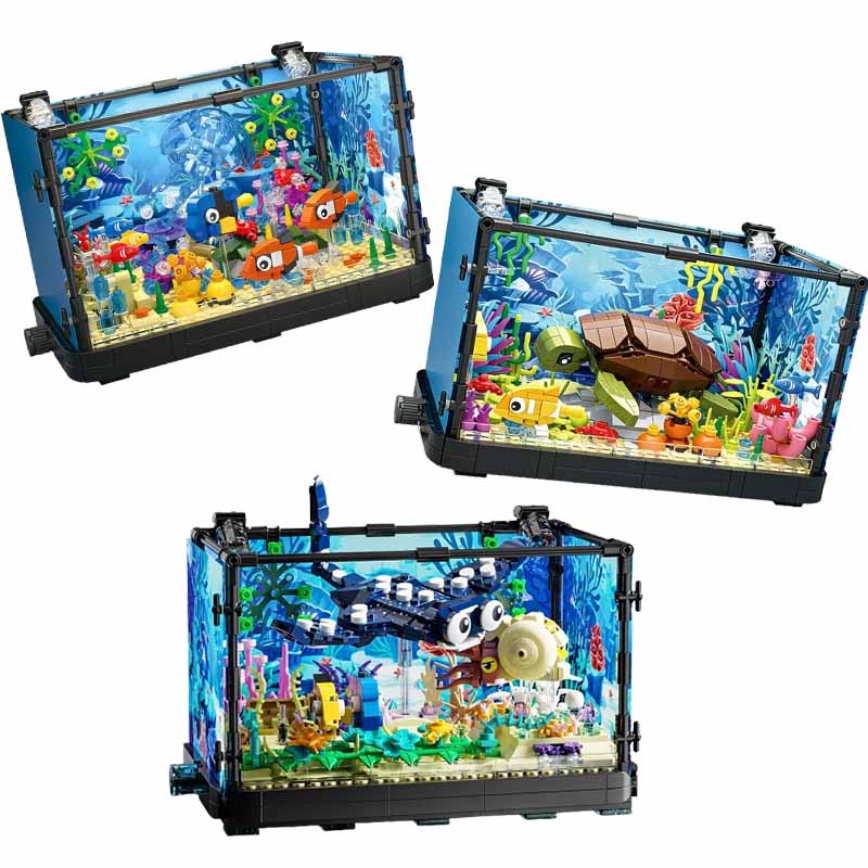Marine Aquarium Cube - Aquarium-Baustein-Set mit Licht, Meeresschildkröte, Baustein-Spielzeug für