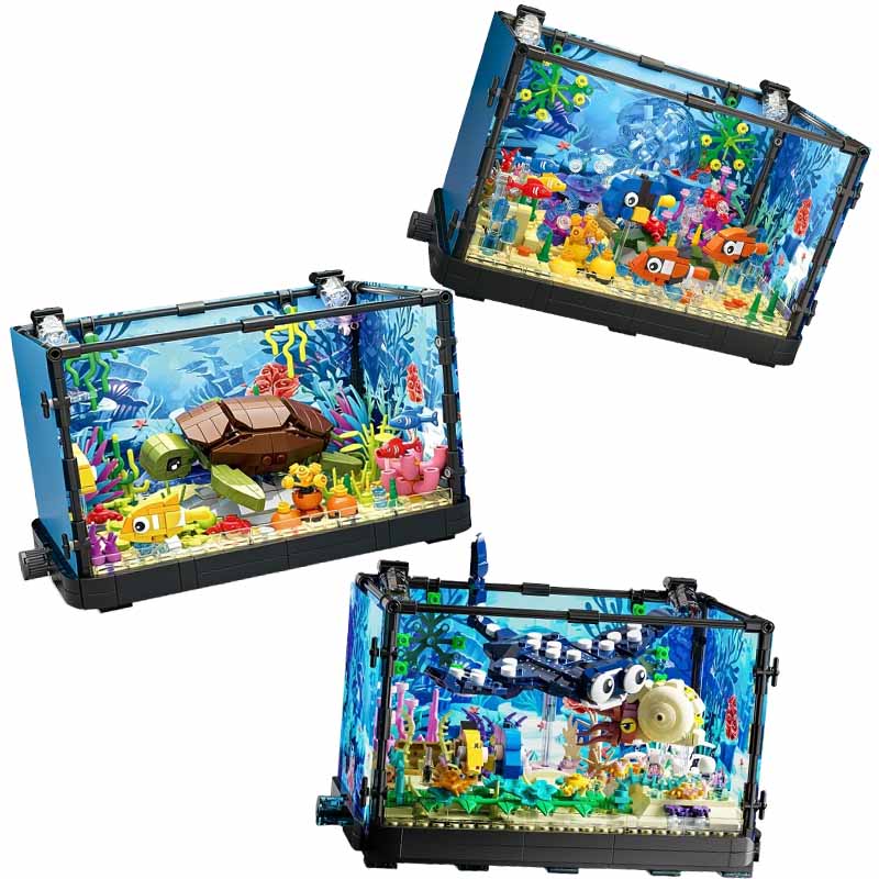 Marine Aquarium Cube - Aquarium-Baustein-Set mit Licht, Aquarium, Meeresschildkröte, Baustein-Spielzeug
